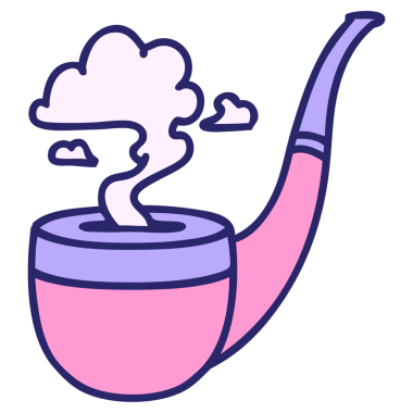 Parlak neon renkli sigara içen pipo simgesi