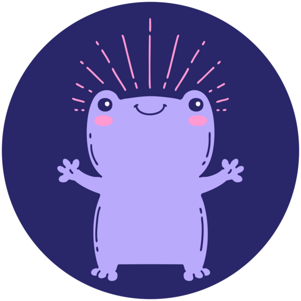 Parlak neon renkli mutlu kurbağa dövmesi ikonu