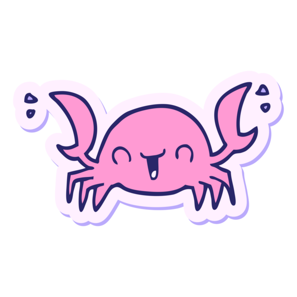 Parlak neon renkli bir yengeç çizgi film etiketi