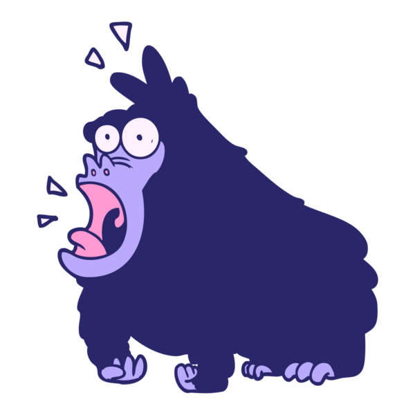 çizgi film parlak neon renkli goril diye bağırıyor.