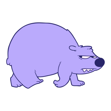 parlak neon renkli kızgın ayı çizgi filmi