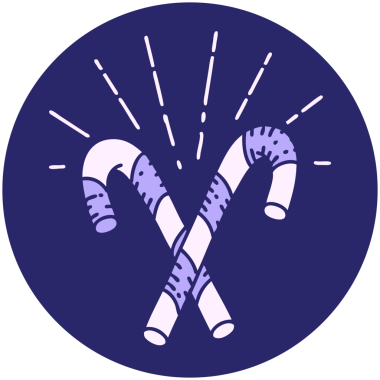 Parlak neon renkli baston şekerlerin dövme stili simgesi