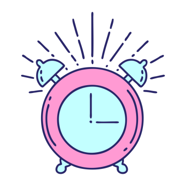 Parlak neon renginde geleneksel dövme tarzı çalar saat çizimi