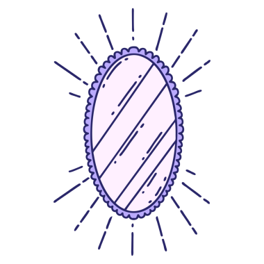 Parlak neon renkli geleneksel dövme aynası çizimi