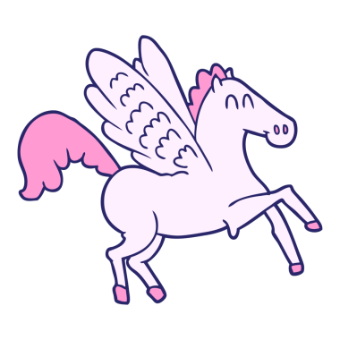 çizgi film kanatlı parlak neon renkli at