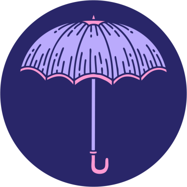 Parlak neon renkli bir şemsiye ikonik dövme görüntüsü