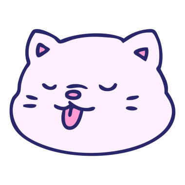 parlak neon renginde dilini dışarı çıkaran bir kedi çizgi filmi