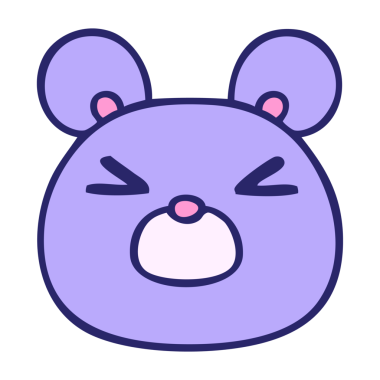 Parlak neon renginde el çizimi garip çizgi film fare yüzü