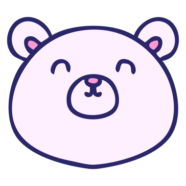 Parlak neon renkli el çizimi tuhaf çizgi film ayısı.