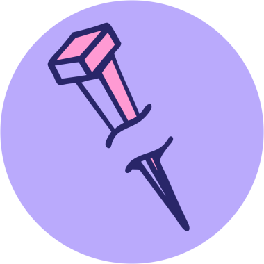 Parlak neon renkli demir çivinin ikonik dövme şekli