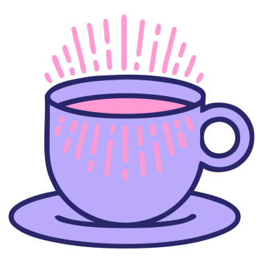 Parlak neon renkli kahve fincanının ikonik dövme şekli