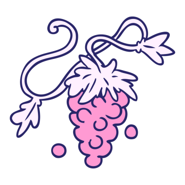 Üzüm karalamalarının el çizimi parlak neon renginde sarmaşığa