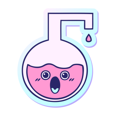 Parlak neon renkli şirin bir çizgi film deneyinin çıkartması.