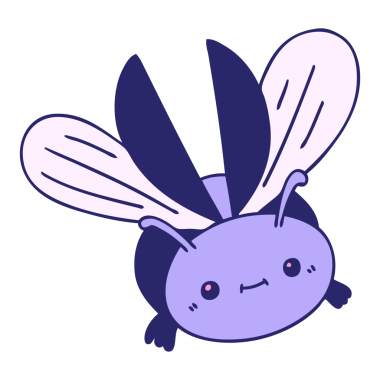 El çizimi, parlak neon renkli uçan böcek çizgi filmi.