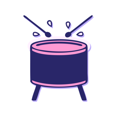 Parlak neon renkli şirin bir davulun çıkartması.