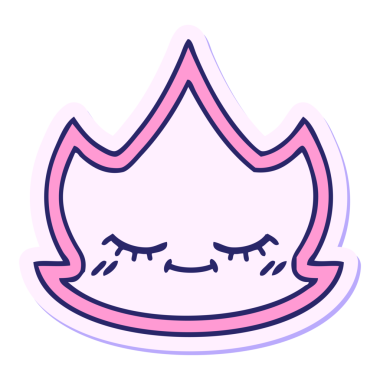 Parlak neon renkli, sevimli bir çizgi film alevinin çıkartması.