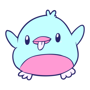 Parlak neon renkli sevimli penguen çizgi filmi