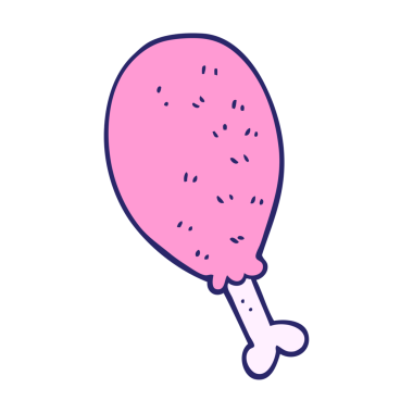 karikatür karalama tavuk budu parlak neon renginde