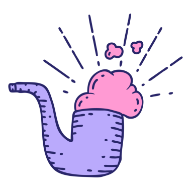 Parlak neon renkli geleneksel dövme piposunun çizimi