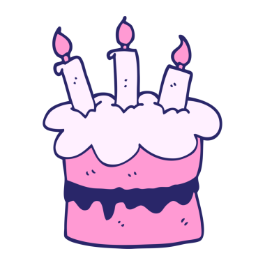 karikatür karalama doğum günü pastası parlak neon rengi