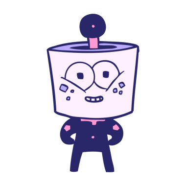 Parlak neon renkli mutlu çizgi film robotu