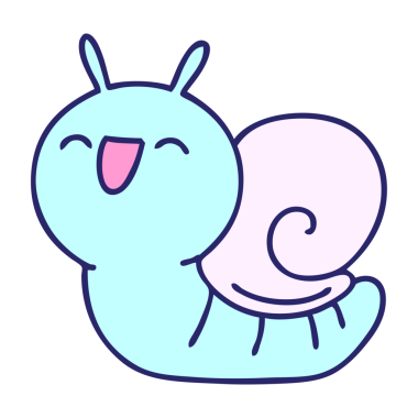 parlak neon renkli şirin bir salyangoz karikatürü