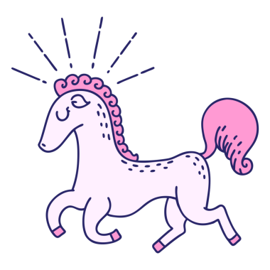 Geleneksel dövme stili parlak neon renginde zıplayan aygır.