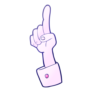 çizgi film parlak neon rengi ile eli işaret ediyor