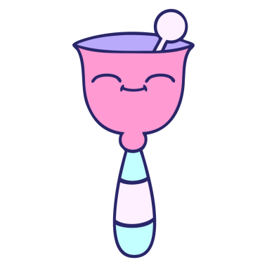 Okul çanının parlak neon renkli şirin bir karikatürü.