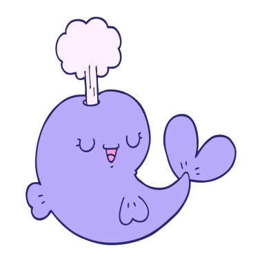 parlak neon renkli çizgi film balinası