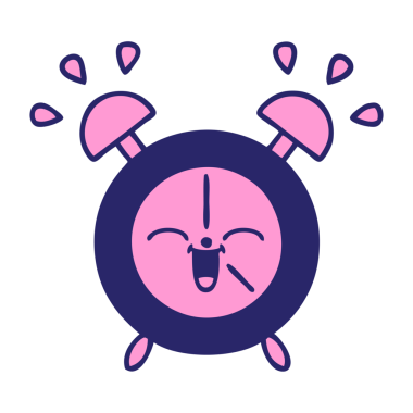 Çalar saatin parlak neon renkli şirin karikatürü