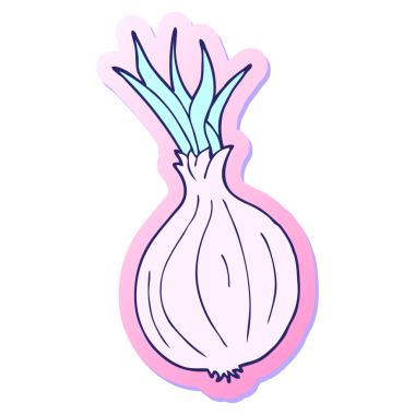 Parlak neon renkli çizgi film soğanı çıkartması