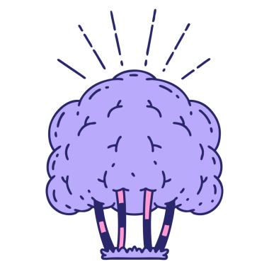 Parlak neon renkli geleneksel dövme ağacının çizimi