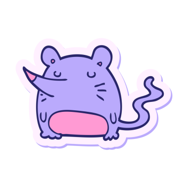 Parlak neon renkli çizgi film faresinin çıkartması