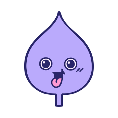 Parlak neon renkli dışavurumsal yaprağın sevimli karikatürü