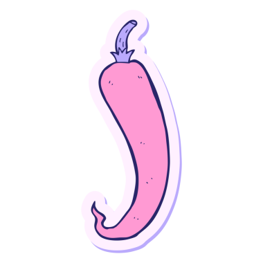 Parlak neon renkli kırmızı biber çizgi filminin çıkartması