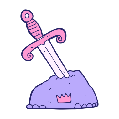 parlak neon renginde taştan bir kılıç.