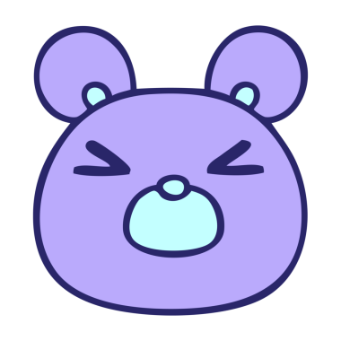 Parlak neon renkli el çizimi garip çizgi film ayı yüzü