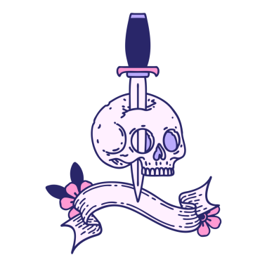 Parlak neon renkli bir kafatası dövmesi.