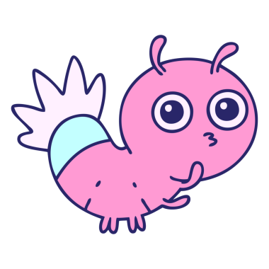 parlak neon renkli sevimli bir böceğin çizgi filmi