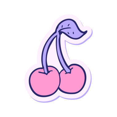 Parlak neon renkli kiraz renkli karikatür çıkartması