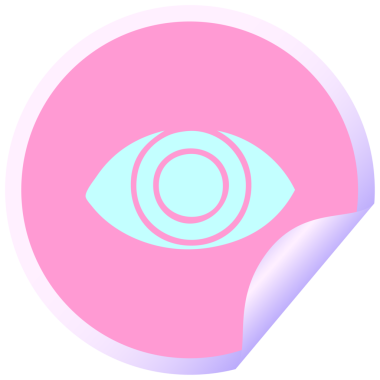 Parlak neon renkli bir gözün dairesel kabuk soyma çıkartması.