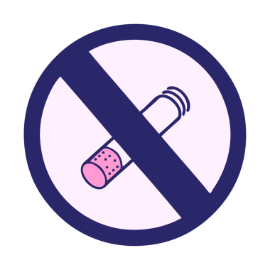 Sigaraya izin verilmeyen parlak neon renkli bir çizgi film.