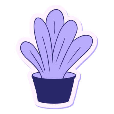 Parlak neon renkli yeşil bir bitkinin el çizimi karikatürü.