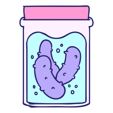 El çizimi karikatür kavanozu parlak neon renkli turşu turşusu.