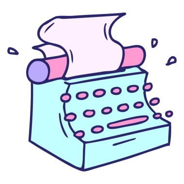 Parlak neon renkli eski moda daktilonun el çizimi karalaması.