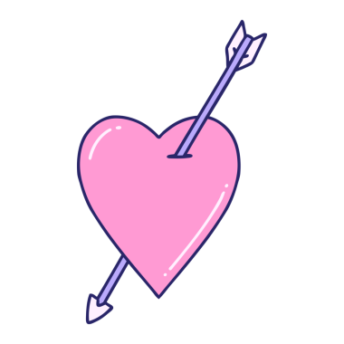 Parlak neon renkli ok ve kalbin ikonik dövme görüntüsü