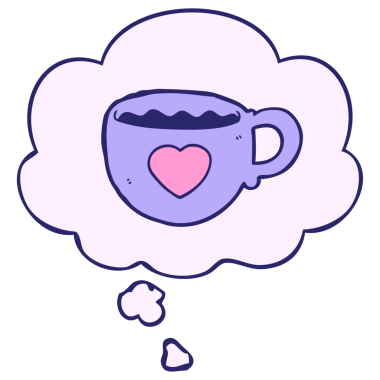 Parlak neon renkli düşünce baloncuklu kahve fincanına bayılırım.