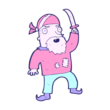 parlak neon renkli çizgi film korsanı