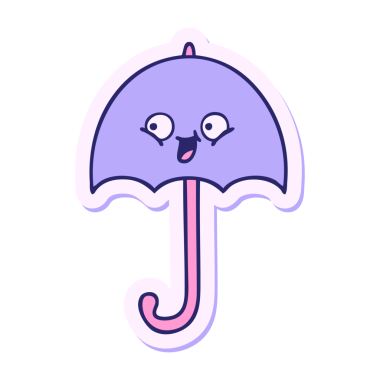 Parlak neon renkli şirin bir şemsiye çıkartması.